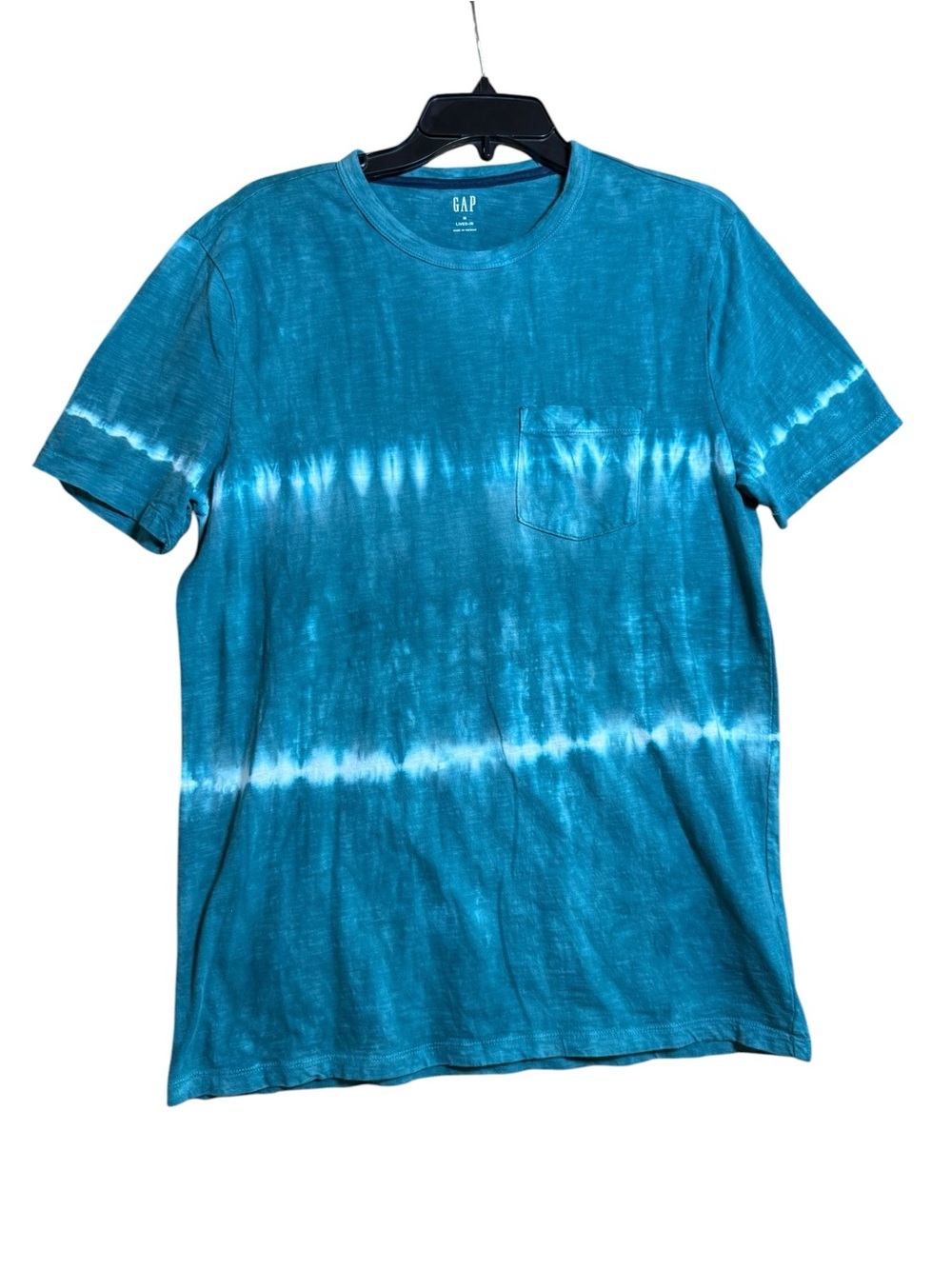 Gap Lived-In Boho Tie-Dye Pocket Teal T-Shirt Size M Hippie/Festival Vibes